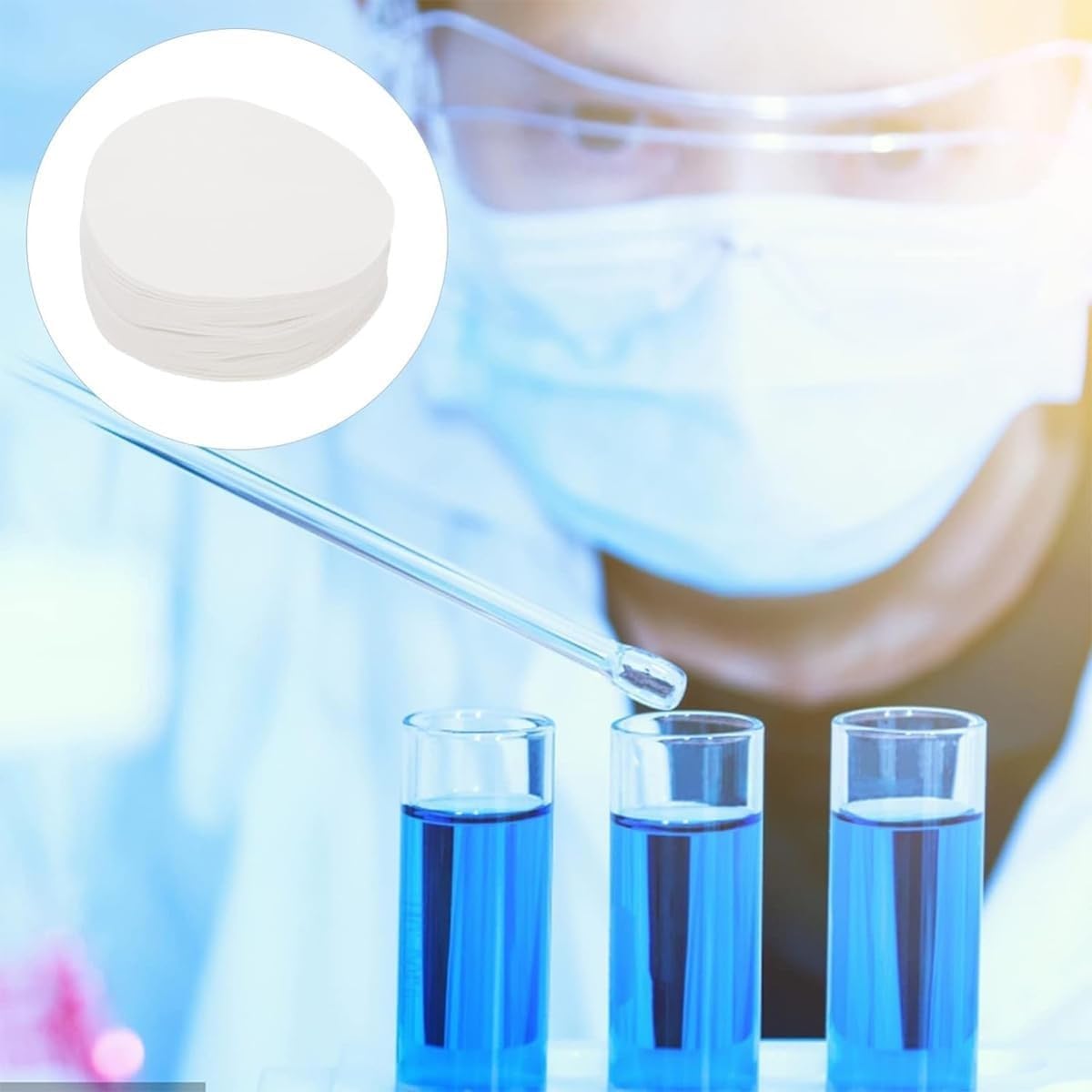 Papel de filtro cuantitativo de alta pureza, 100 Uds., 60cm x 60cm, bajo contenido de cenizas, resistente a ácidos y álcalis, filtración rápida for uso en laboratorio(12.5cm)
