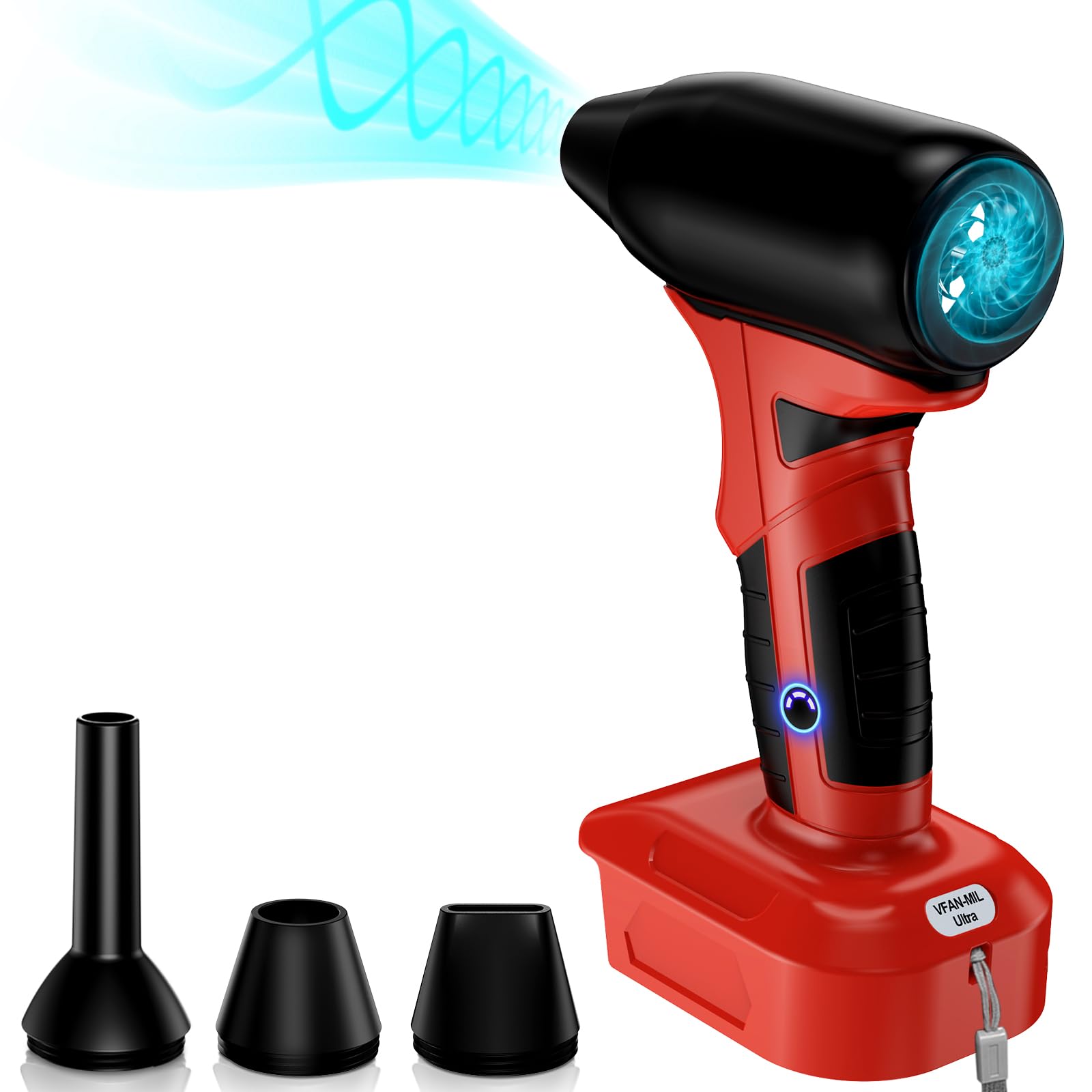Soffiatore per lame wireless compatibile con batteria Milwaukee M18 da 18 V, motore brushless ad alta velocità da 130.000 giri/min, soffiatore d'aria per foglie, polvere, neve, cura del prato