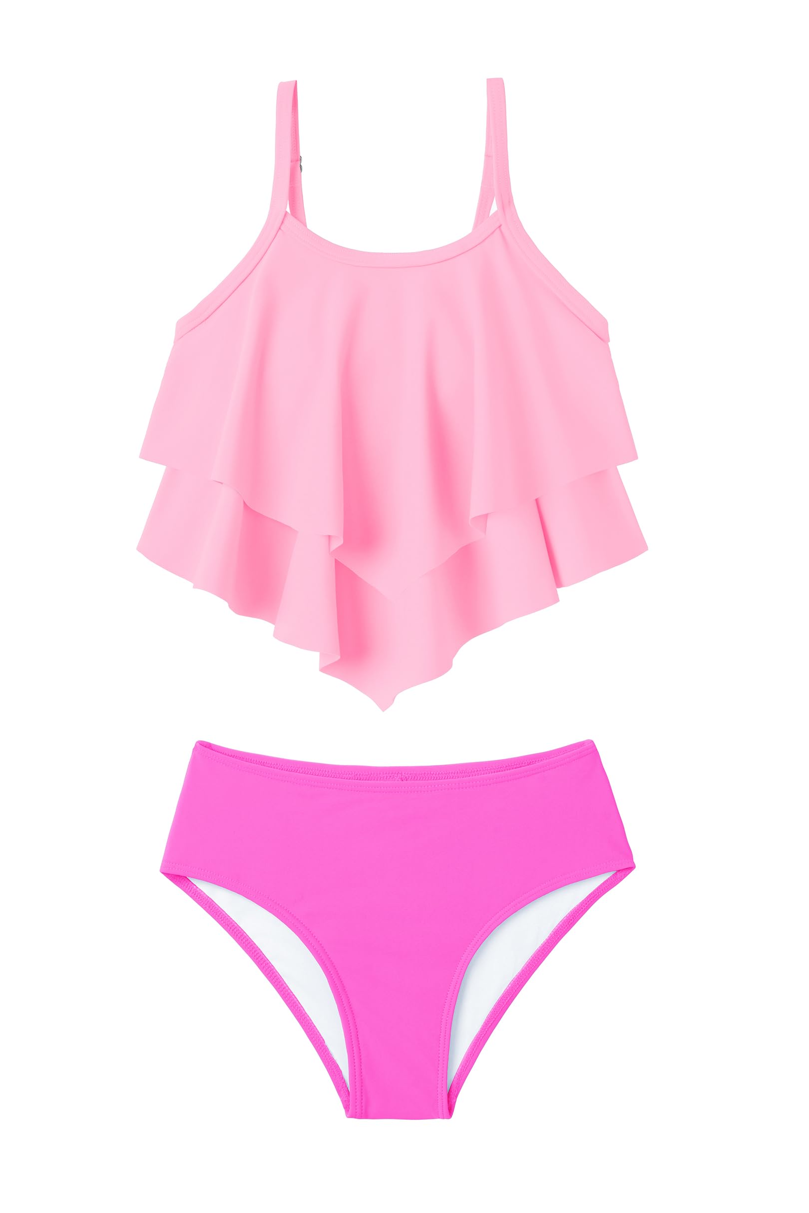 Arshiner Niñas Dos Piezas Traje de Baño con Volantes Niños Verano Conjuntos de Bikini Ajustables Tankini Bikini Set para Niñas 7-15 Años