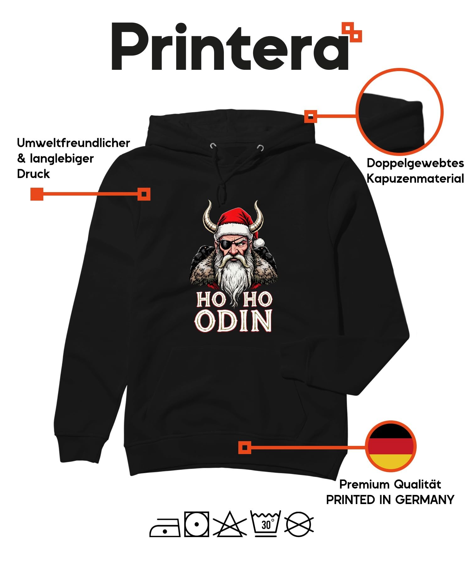 Ho Ho Odin Wikingowie z rogami, kruki, klapka na oczy, prezent unisex bluza z kapturem