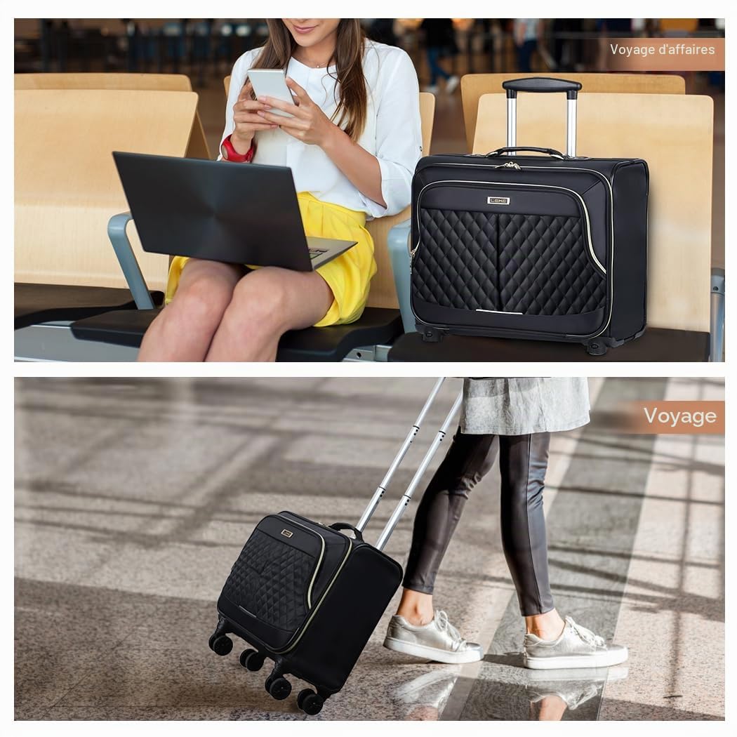 Sac à Ordinateur Portable avec Roulettes, Valise TSA, Résistant à l'Eau pour Voyage et Business