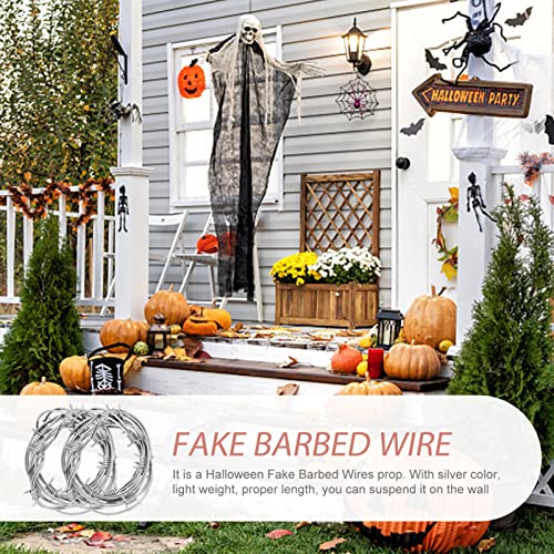 SAFIGLE Simulation Barbed Wires 94G Fake Silver Wire Garland 94 Inch Halloween Party Prank Toys Indoor Outdoor Scary Props Decoration - Image 2