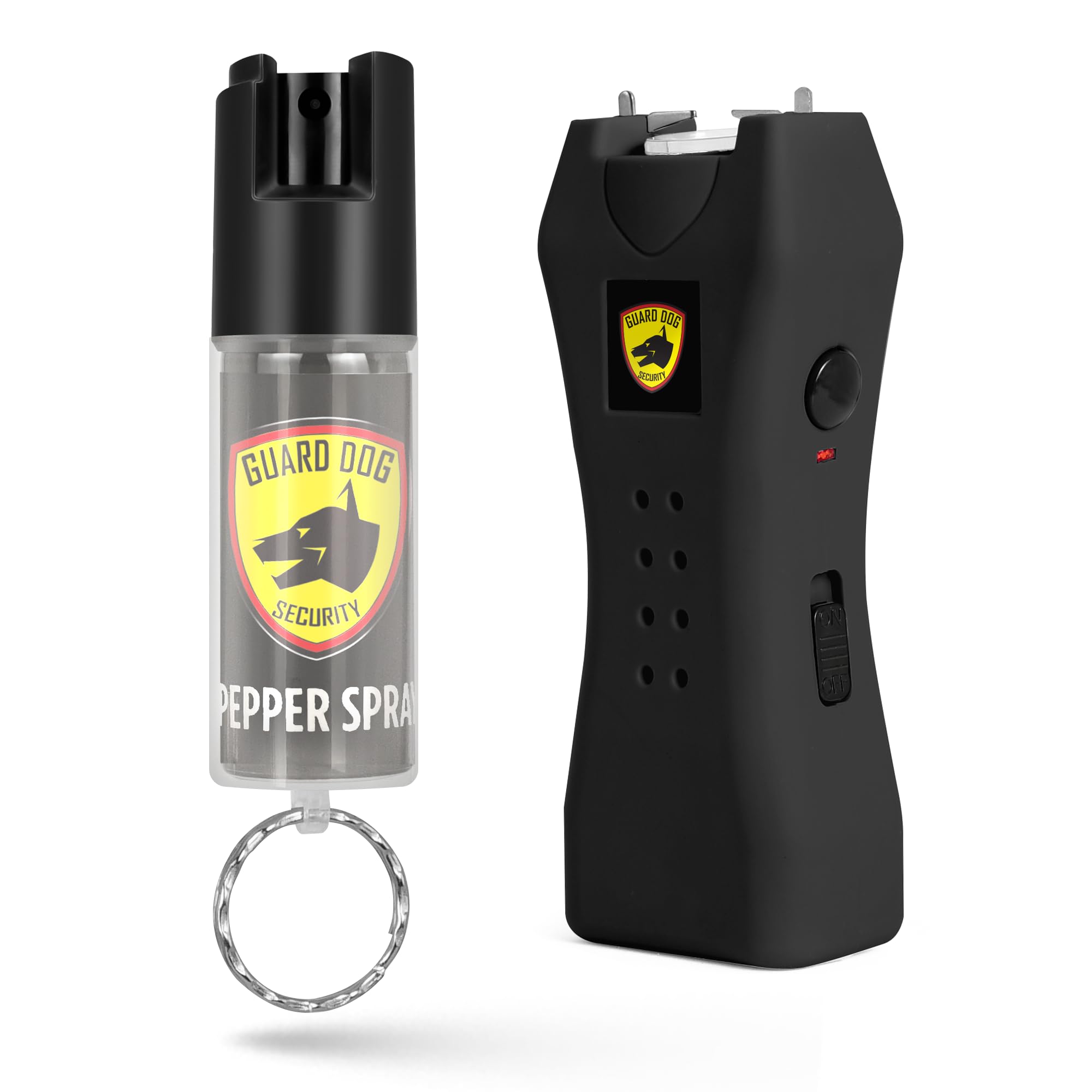 Guard Dog Security Stun Gun Flashlight and Pepper Spray Keychain Self Defense for Women Safety Set, Personal Protection, 16 ft Range
