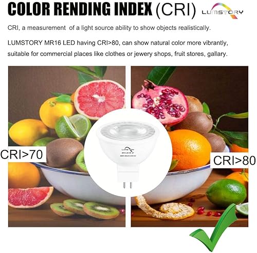 Miniatura 3 de LumStory Bombilla LED MR16 Bipin de 12 V, 3000 K, blanco cálido, 50 W, reemplazo halógeno, GU5.3, 5 W, 450 lm, ángulo de haz de inundación de 40