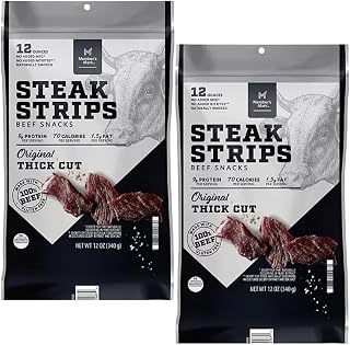 Beef Steak Strips – Original Extra-Thick Cut, Naturally Smoked,12 oz Bag (Pack of 2)