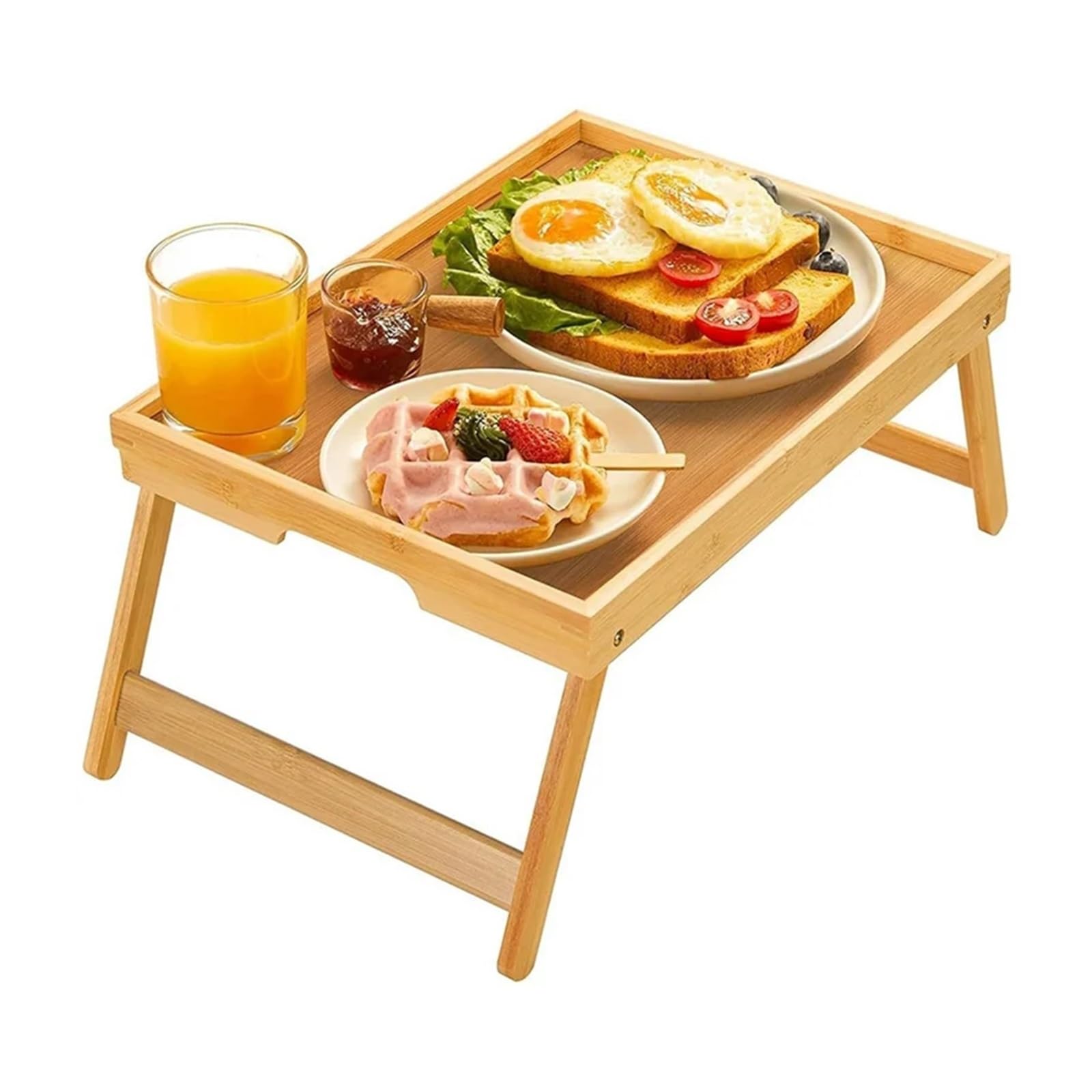 Plateau de lit pliable en bambou pour petit déjeuner, ordinateur portable et travail, design léger et portable pour canapé, idéal pour la maison et le bureau, polyvalent et pratique