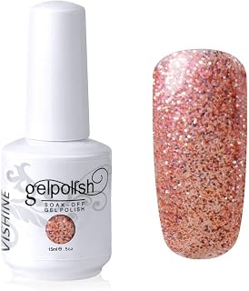 Vishine Gelpolish Manicure DIY Gel Nail Polish Lacquer Shiny Color UV LED Soak Off Long-lasting Glitter Glitter Pink (1884)