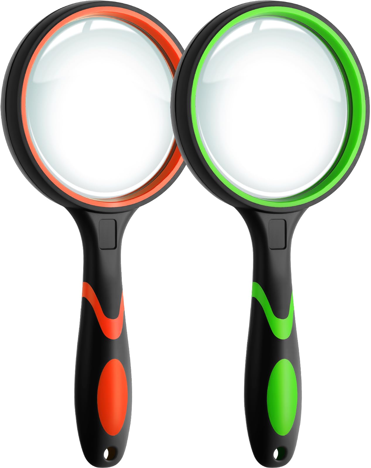 2 Pack Magnifying Glass, 10X Handheld Reading Magnifier, Non-Slip Soft Rubber Handheld Magnifying Glass Shatterproof Magnifying Glasses for Nature Observation Hobbies Seniors Reading