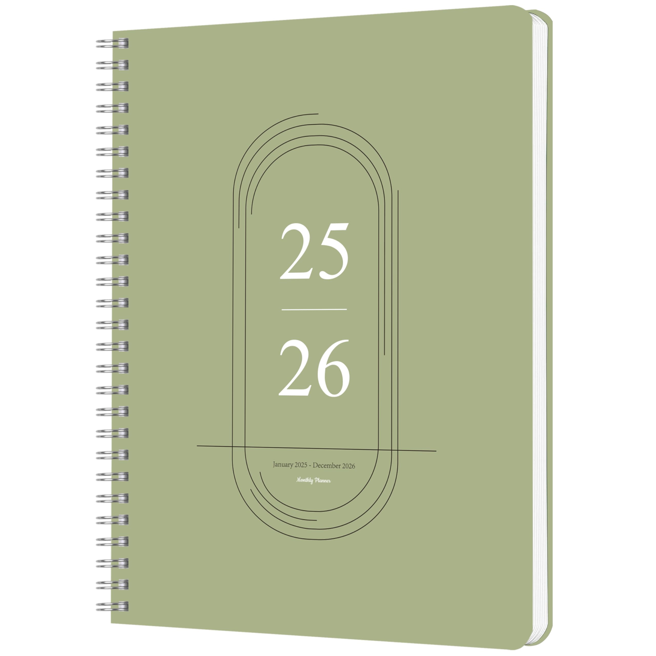 Monthly Planner 2026, Calendar 12 Months Planner with Flexible PVC Cover for Home,School and Office Work, 7" x 9", Jan 2026 - Dec 2026-Green