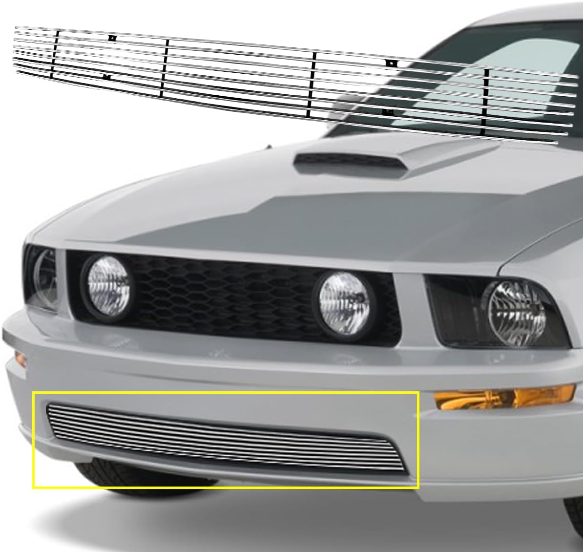 Front Lower Grille Grill Fits 2005-2009 Ford Mustang GT V8 Billet Grille Center Lower Bumper Grill Cover Insert