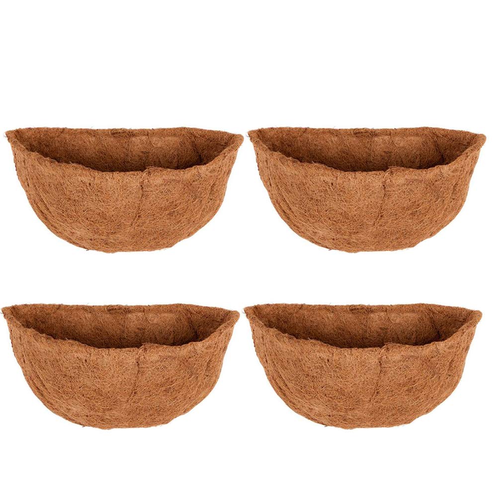 Frillybutts 4 PCS Half Round Coco Liner 16"/40cm,Half Round Coconut Fiber Liner Pre-formed Replacement for 16'' Hanging Basket โ image 1