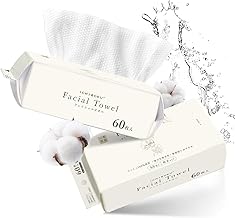 Cleansing Towels, Disposable Towels, Face Towels, Disposable, 100% Cotton, Facial Towels, Face Paper, For Wet & Dry Use, Makeup Remover, Sensitive Skin (Set of 60)