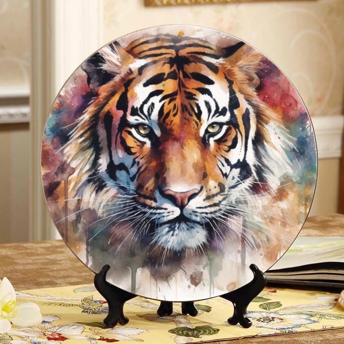 Giraffe 10-inch Ceramic Plate for Wall Display or Tabletop, with Stand & Hook DP-656684281