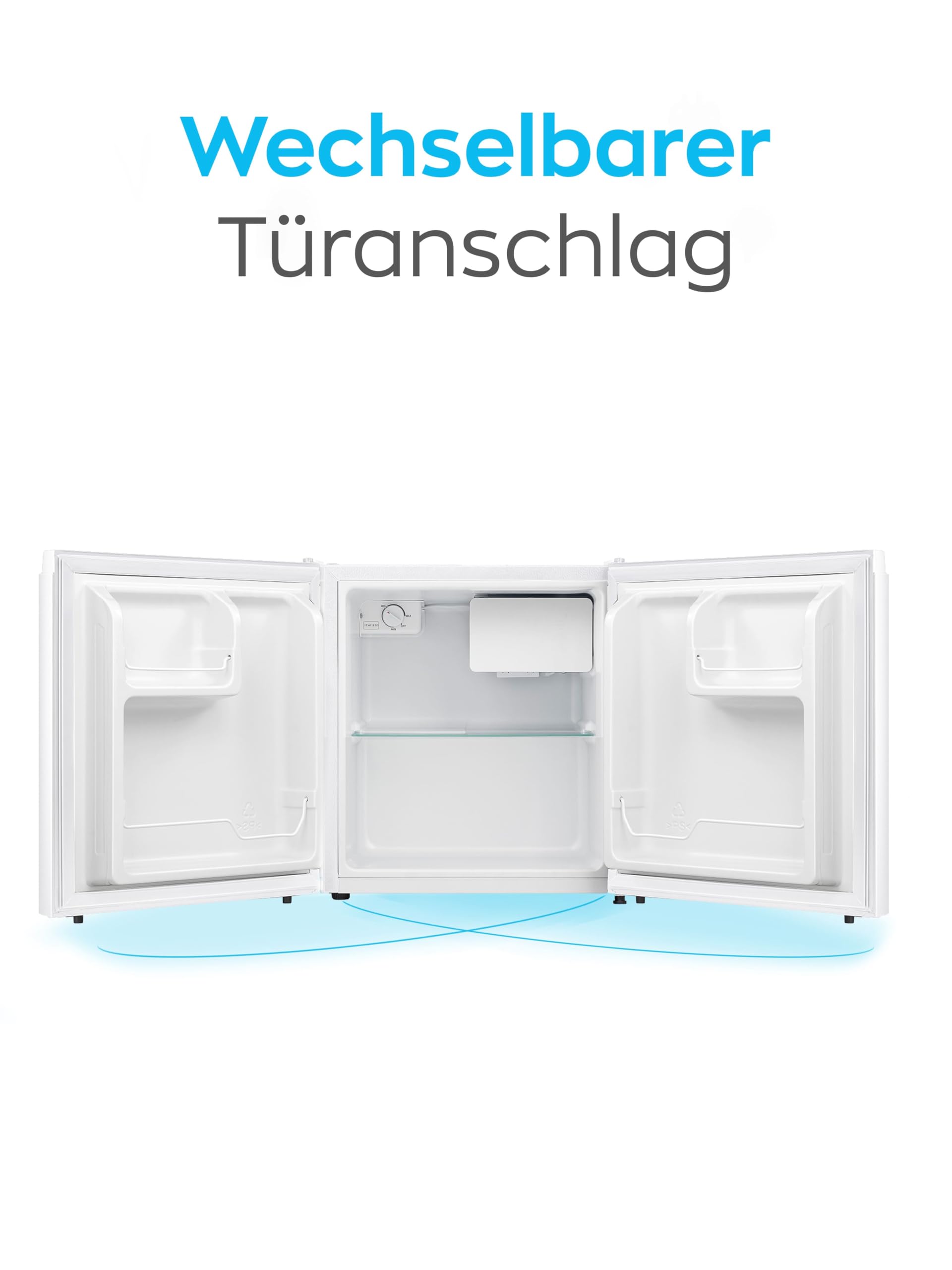 HEINRICHS Getränkekühlschrank 45L leise 39db Mini-Kühlschrank mit Kühlfach Weiß