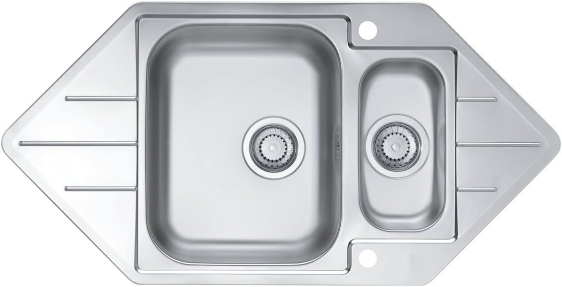 Alveus Corner Bowl Inset Kitchen Sink Stainless Steel 18/10 40, 1 Piece, 98.5 x 50 cm, 1068476