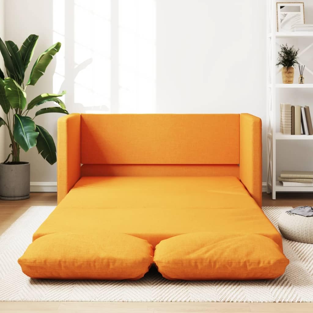 Sofá cama de color amarillo oscuro con función de dormir, 112 x 174 x 55 cm, pequeño sofá cama de tela y metal, banco con asiento cómodo para salón, habitación juvenil, estudio, habitación de