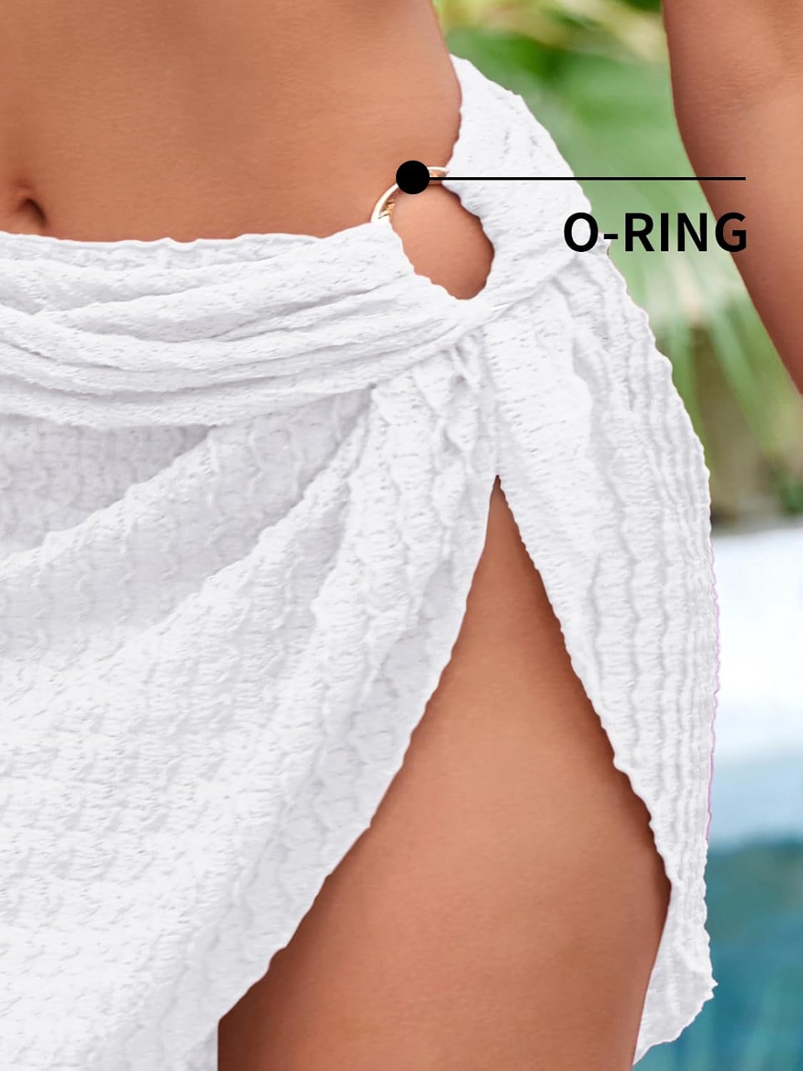 Charmo Women's Short Sarongs Wraps O-Ring Side Tie Swimsuit Cover Ups for Swimwear Semi Sheer Beach Bathing Suit Coverup - Image 6