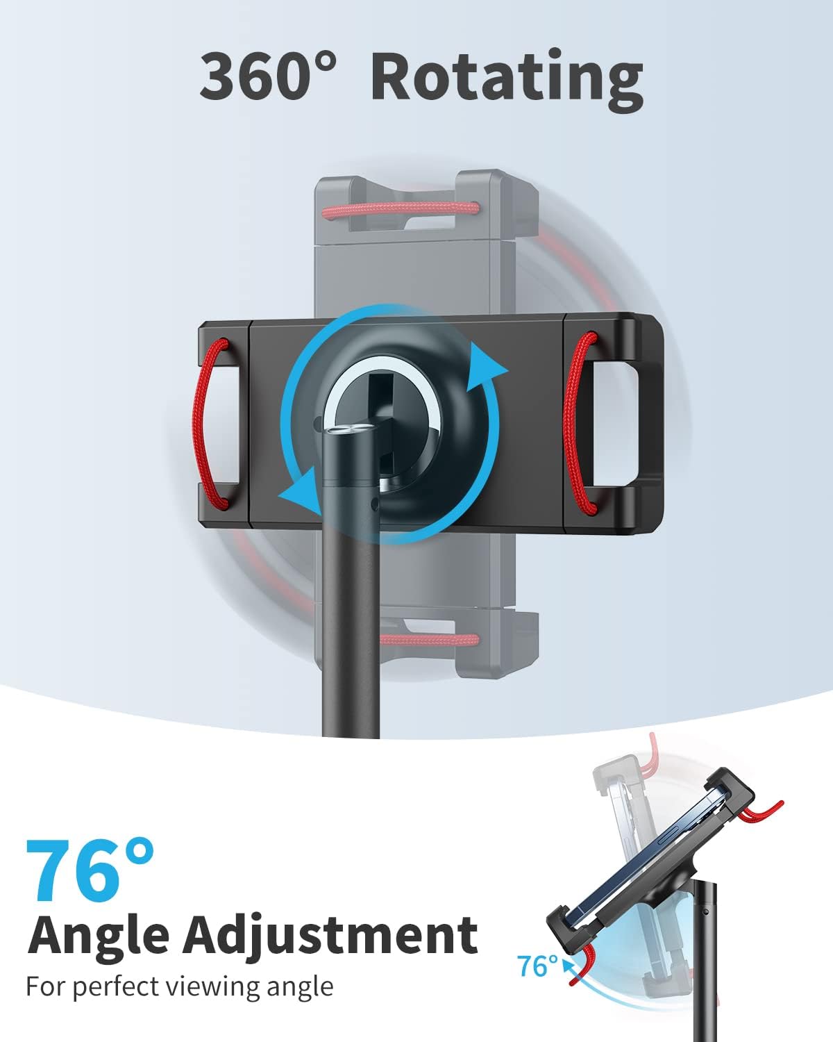 SAIJI Tablet Stand Holder, Adjustable Phone Stand, 360° Rotating Portable Monitor Stand, Aluminum Alloy Cradle Desktop Holder Dock for 4.7"-15.6" Screen Phones, iPad, Nintendo Switch, Kindle(Black)