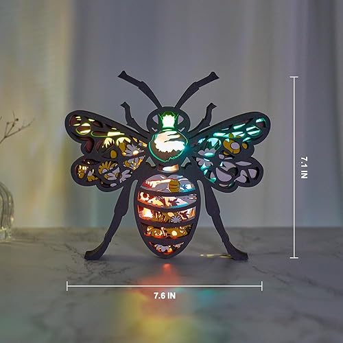 Miniatura 5 de Luz de noche LED de tallado de animales de madera 3D, lámpara tallada en madera, decoración moderna para festivales, decoración del hogar,