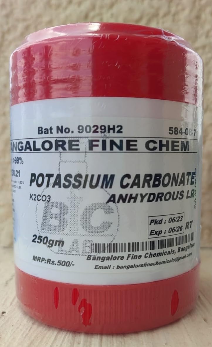 BFC POTASSIUM CARBONATE ANHYDROUS LR - 250gm, (K2CO3), CAS No: 584-08-7.