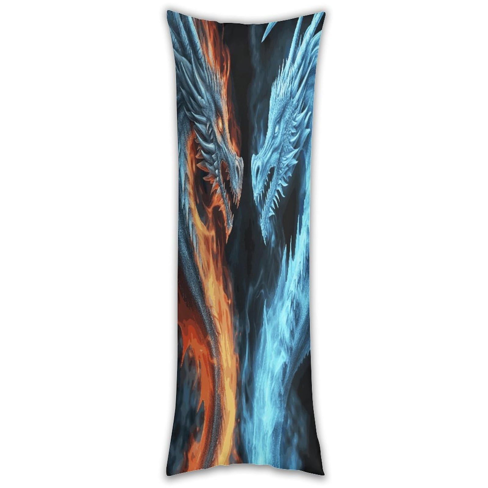 Ice and Fire Dragons Pillow Cases Breathable Vertical Long Pillowcase Body Pillowcase with Hidden Zipper Closure Soft and Cozy Pillow Cover 20x54 Inches for Bedroom Couch