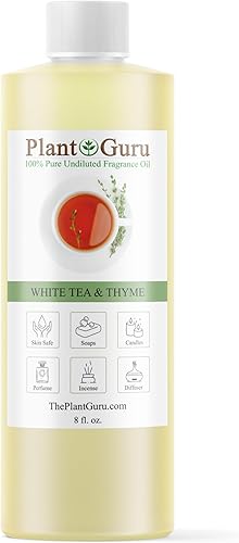 Aceite aromático de té blanco y tomillo, 8 onzas líquidas, aceite perfumado para hacer jabón, velas, bombas de baño, mantequillas corporales. Se