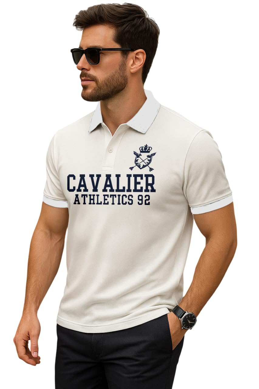 dagcros Men's Nano-Dry Polo T-Shirt – Cavalier Athletics 92 Graphic Tee – Short Sleeve Collar Shirt – Casual & Sportswear Style-picture-36