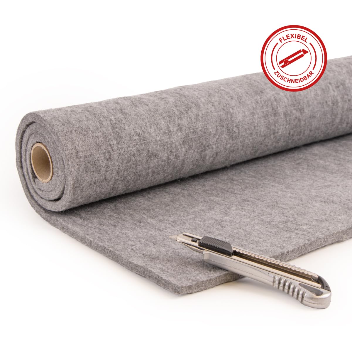 Akustikfilz Meterware 10 mm dick, Made in Germany, grau, 200 cm x 100 cm