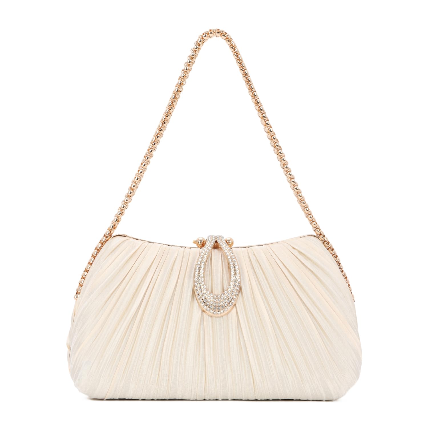 Oweisong Black Clutch Purses for Women Formal Gold Evening Bag Satin Dress Handbag for Wedding Party