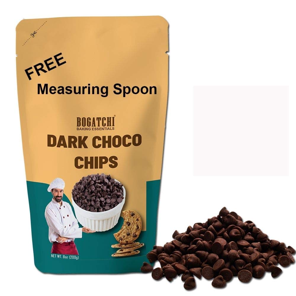 BOGATCHI Chocolate Chips for Baking and Decoration, Dark Chocolate Chips, Dark Chocolate Chips, Tasty and Gluten Free, 200g with Free Measuring Spoon (B08L28SHZ2) Amazon Price History, Amazon Price Tracker