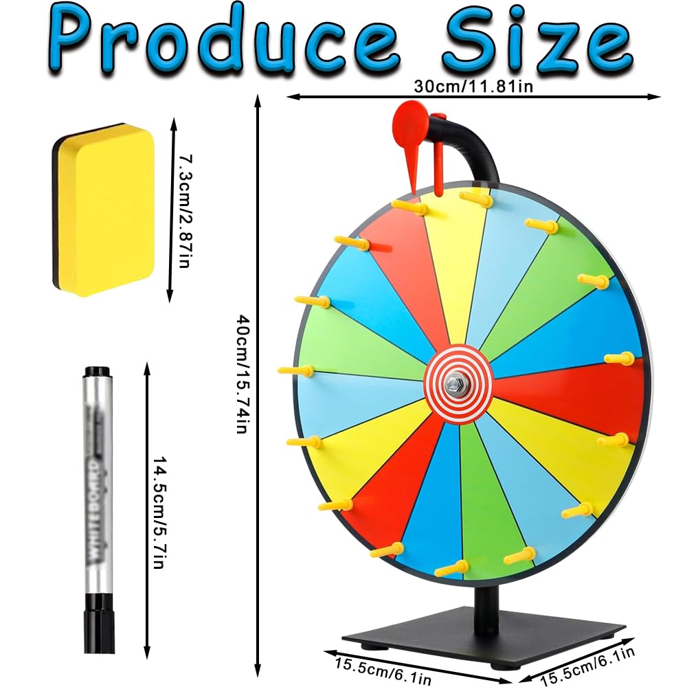 SKJJM Glücksrad Zum Selbstgestalten - 30cm Holz-Drehrad Mit Stiften & Radiergummi Für Partys & Spiele