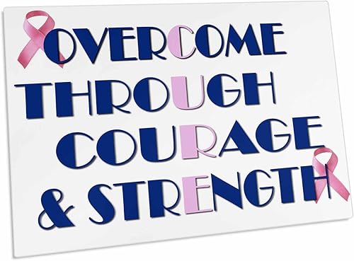 3dRose Superar a través del coraje y la fuerza. Cáncer de mama... - Alfombrillas de escritorio del cojín (dpd-253796-1)