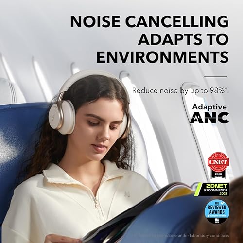 Miniatura 4 de Soundcore by Anker, Space One, auriculares con cancelación activa de ruido, reducción de voz 2 veces más fuerte, tiempo de reproducción ANC de 40