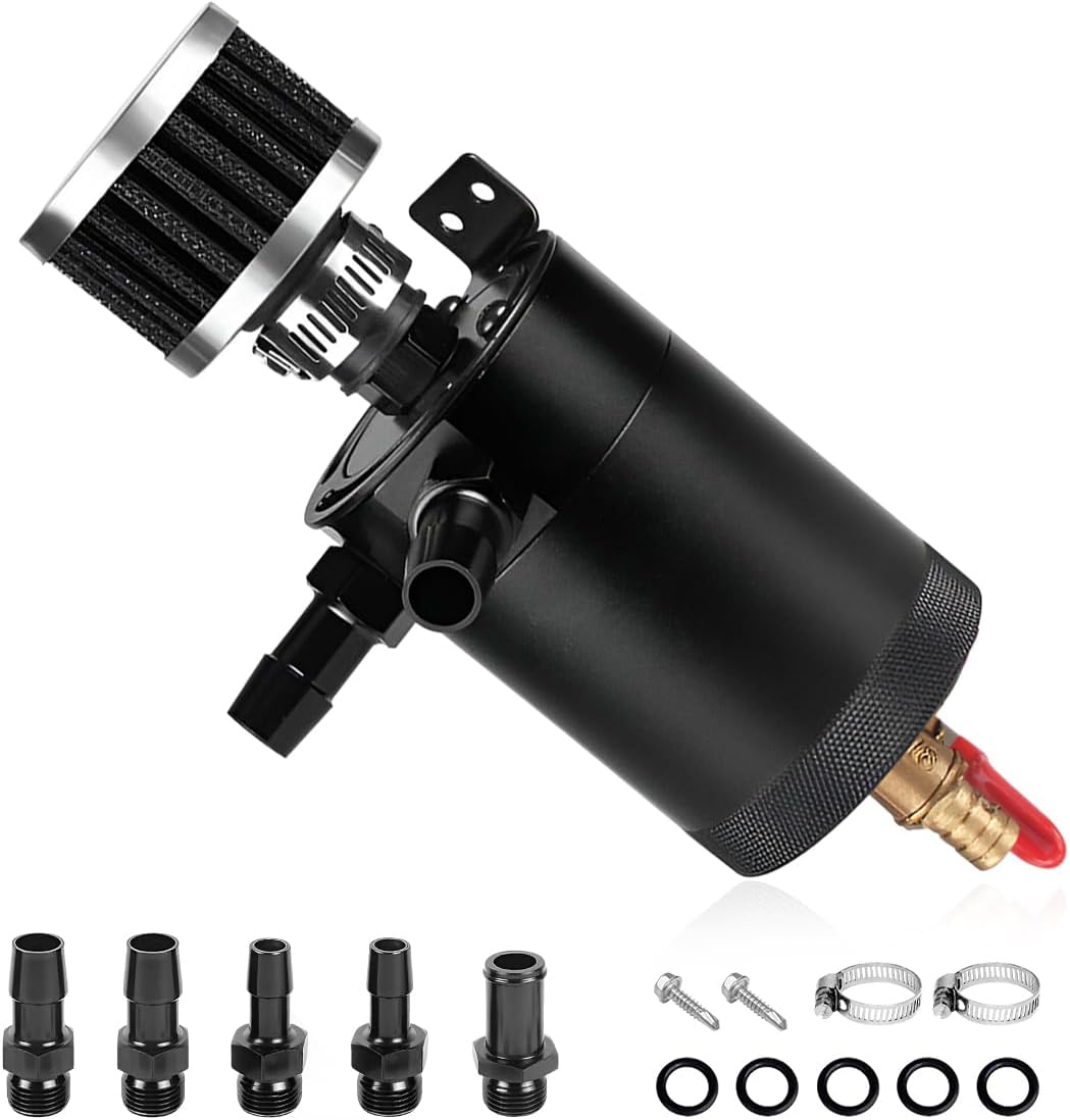 ZNDAW 2-Port Billet Aluminum Oil Catch Can Kit with Breather Filter