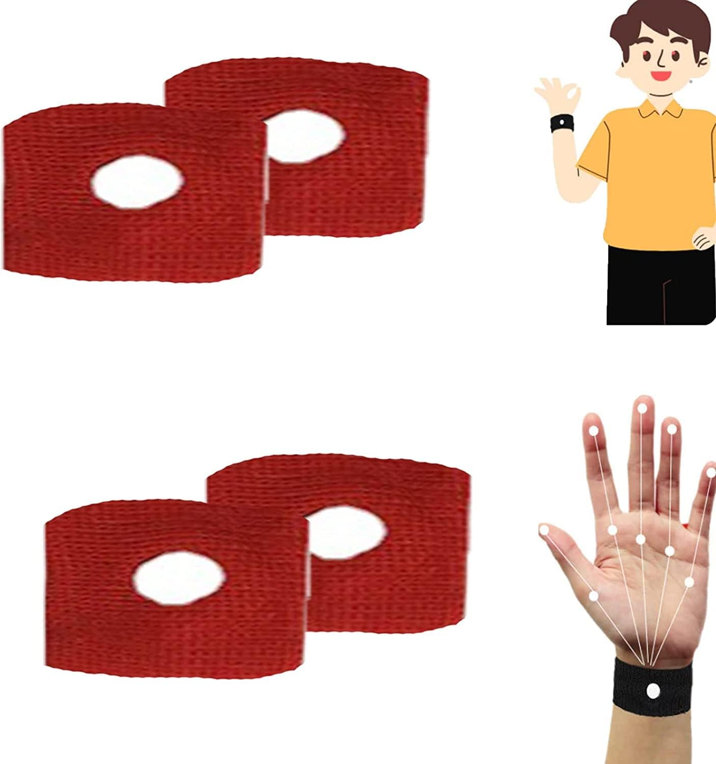 2Pair WeiMax Sugar Control Wristband,Healthify Acupressure Sugar Control Therapeutic Wristband,Regulate Blood Sugar Levels (Red)