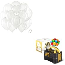 Bezente Clear Balloons Latex Party Balloons - 100 Pack Clear Balloons and Balloon Pump Electric