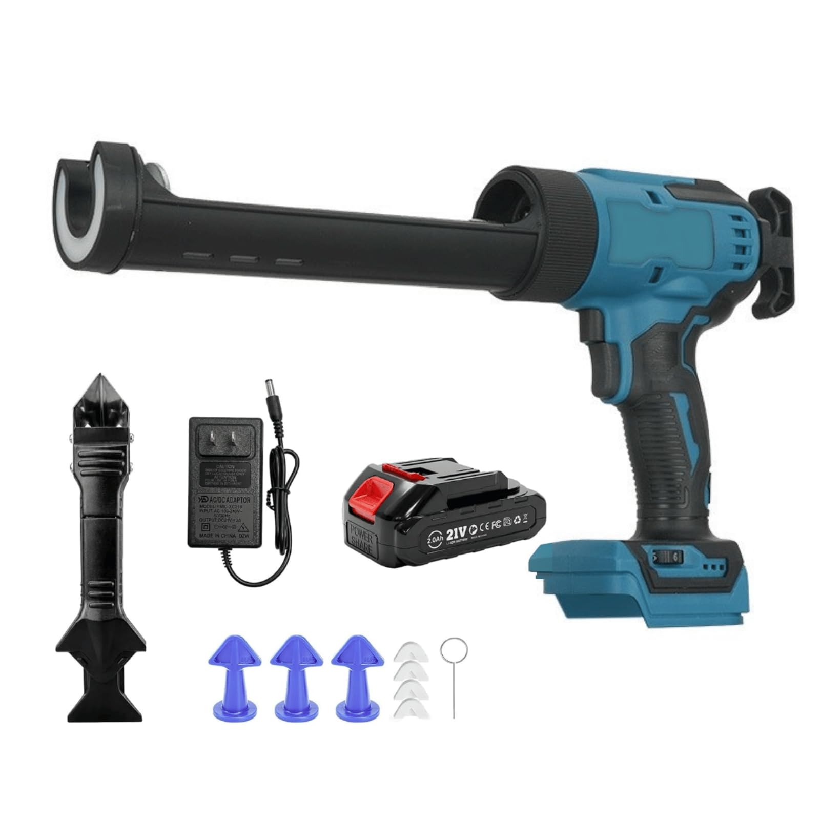 300ml Pistola de cartucho con batería compatible, Pistola Silicona Bateria | Pistola Silicona Electrica Ajuste, Pistola Silicona Profesional con Luz LED de 300 ml para Calafateo
