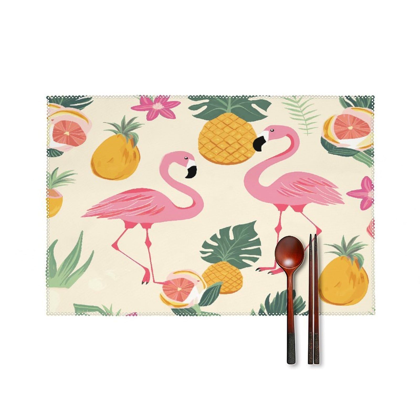 Fodpand Style Flamingos And Pineapples Placemats Set Of 4 Place Mats Table Mats