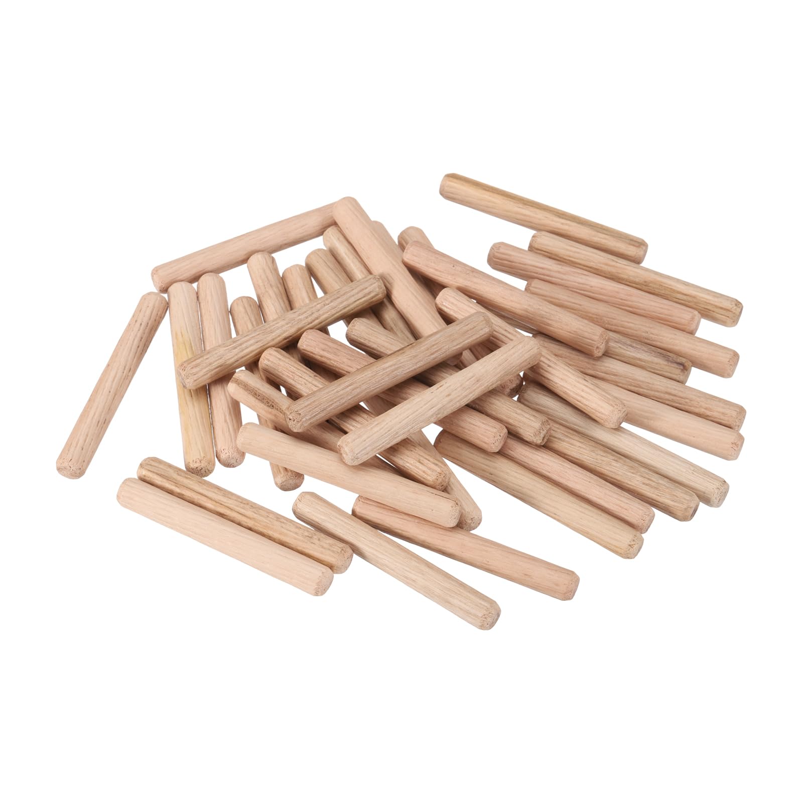 sourcing map Wooden Dowel Pins 40pcs 8x60mm(0.31"x2.36") Fluted Beveled Ends Wood Dowel Pegs Dried Hardwood for Woodworking Furniture Shelf