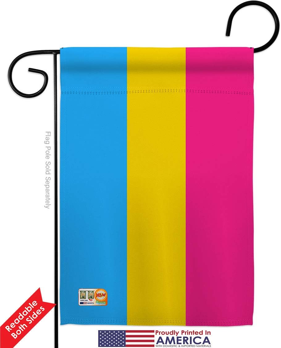 Pansexual pride Garden Flag Set Wall Holder Support Rainbow Love LGBT Gay Bisexual Transgender Small Decorative Gift Yard House Banner Double-Sided Made In USA 13 X 18.5