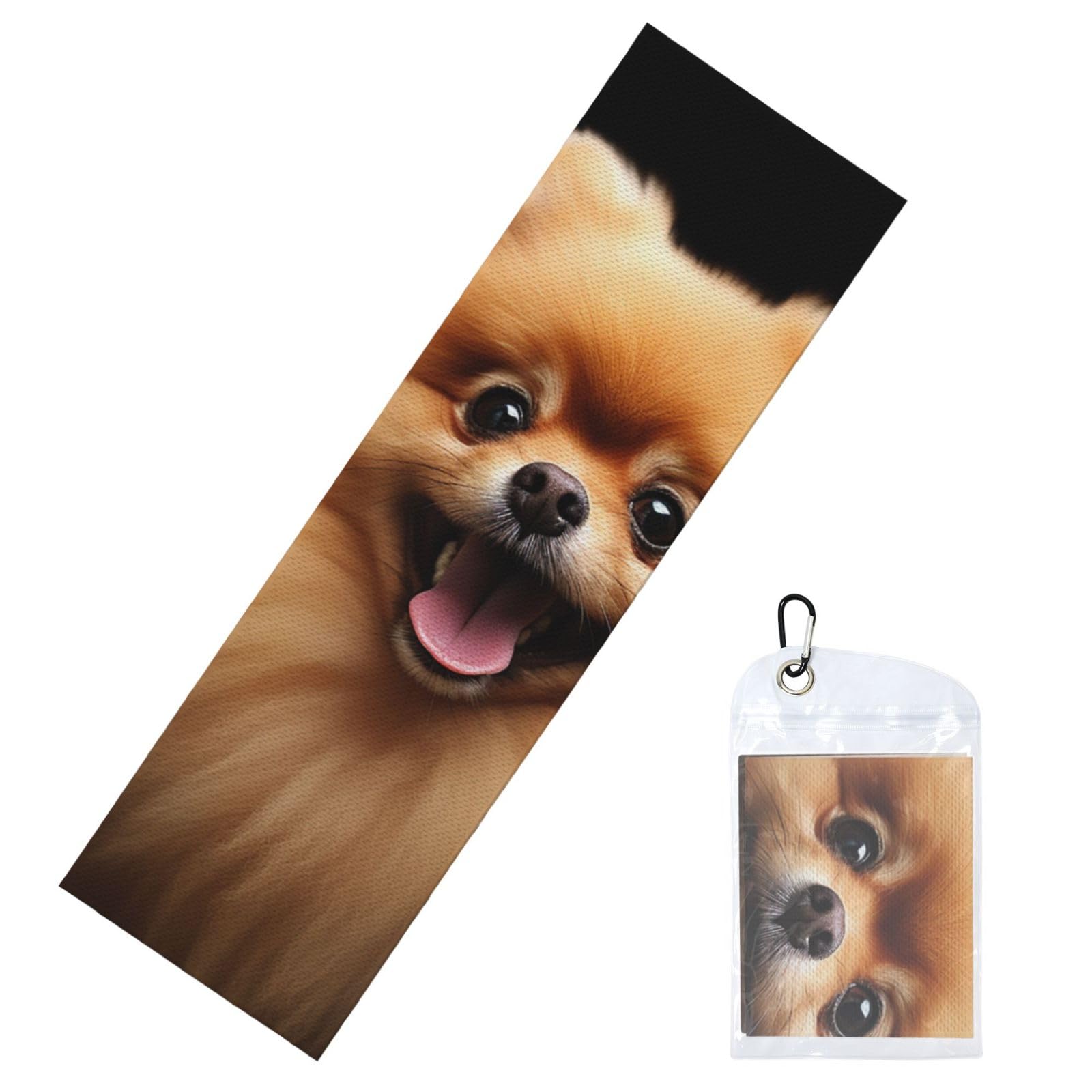 DWVTSLH Cooling Towel for Neck and Face, Pomeranian Ice Towel for Hot Weather, Soft Microfiber Chilly Towels with Waterproof Bag & Carabiner, Breathable Workout Towels 40"x12"