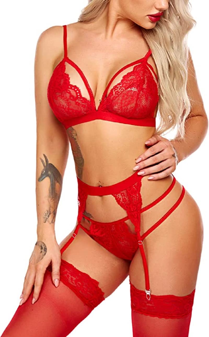 Avyanga Women Babydoll Lingerie Bra Panty Set for Honeymoon Special Night Occasion with Bra Panty G-Thong and Garter Belt