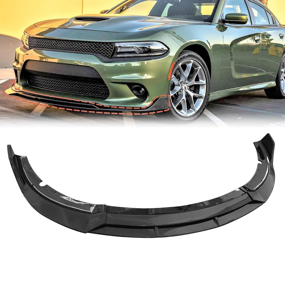 Front Bumper Lip Spoiler for Dodge Charger RT GT SRT Gloss Black Front Bumper Spoiler Body Kit Splitter 2015-2023