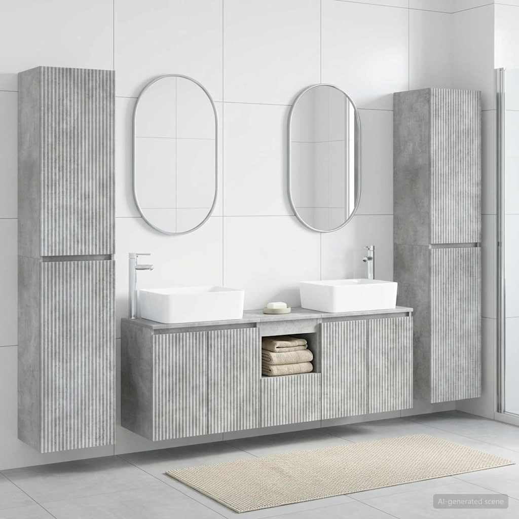 Ensemble de meubles de salle de bain 5 pièces Gris béton 33 x 34,5