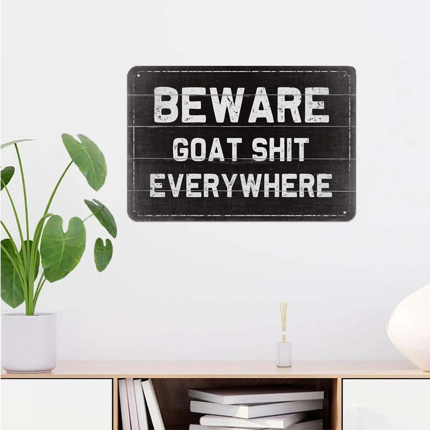Letrero Metálico De Aluminio Con Texto En Inglés "Beware Goat Shit Everywhere" Para Decoración De Pared, Uso En Interiores Y Exteriores