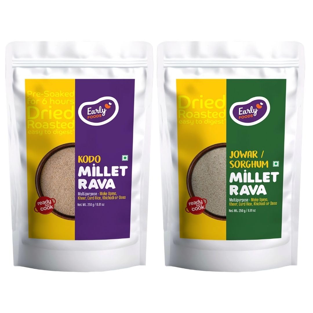 See full amazon price history chart for Early Foods : Assorted Pack Of 2-Kodo Millet & Jowar Rava|Instant Millet Suji|Roasted Millet Rava|Millet Idli Rava|Soaked For 6Hrs|Instant Breakfast Mix,250 Grams Early Foods : Assorted Pack Of 2-Kodo Millet & Jowar Rava|Instant Millet Suji|Roasted Millet Rava|Millet Idli Rava|Soaked For 6Hrs|Instant Breakfast Mix,250 Grams (B0C85PTBQB) Amazon Price History, Amazon Price Tracker