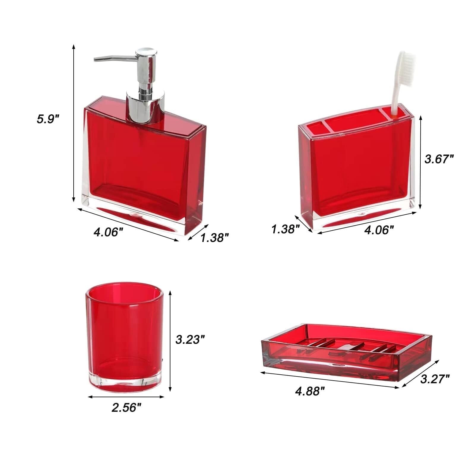 Set di accessori per il bagno Acrilico con dispenser di sapone, porta spazzolino, bicchiere, decorazione costiera (viola) Arredamento per gli affittuari(Red-5)