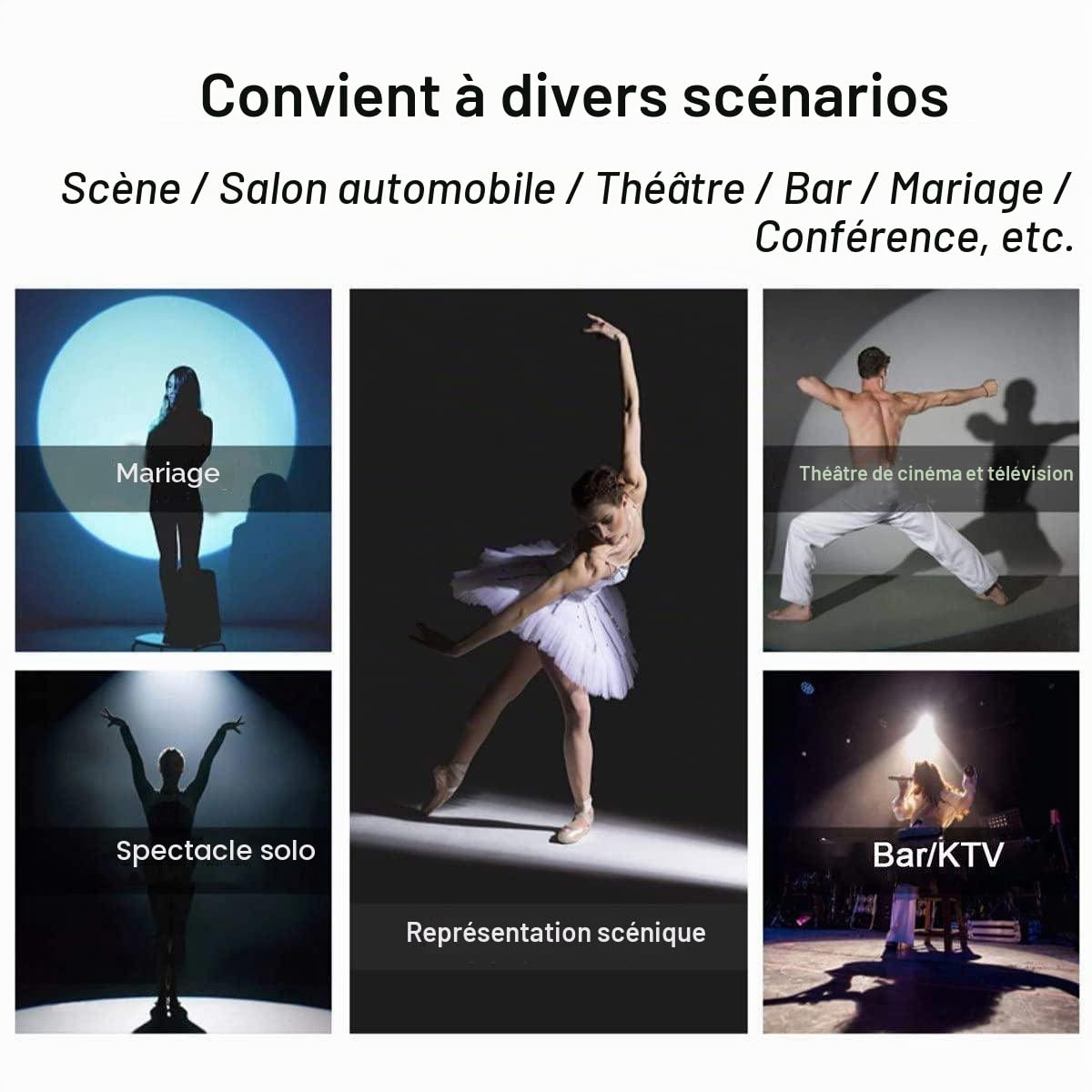 Projecteurs De Scène 50 W (Ouverture Réglable), Projecteur LED Pinspot 4 en 1 (Blanc/Blanc Chaud), Dmx512/Télécommande/Commande Vocale, pour Mariage, Spectacles sur Scène White