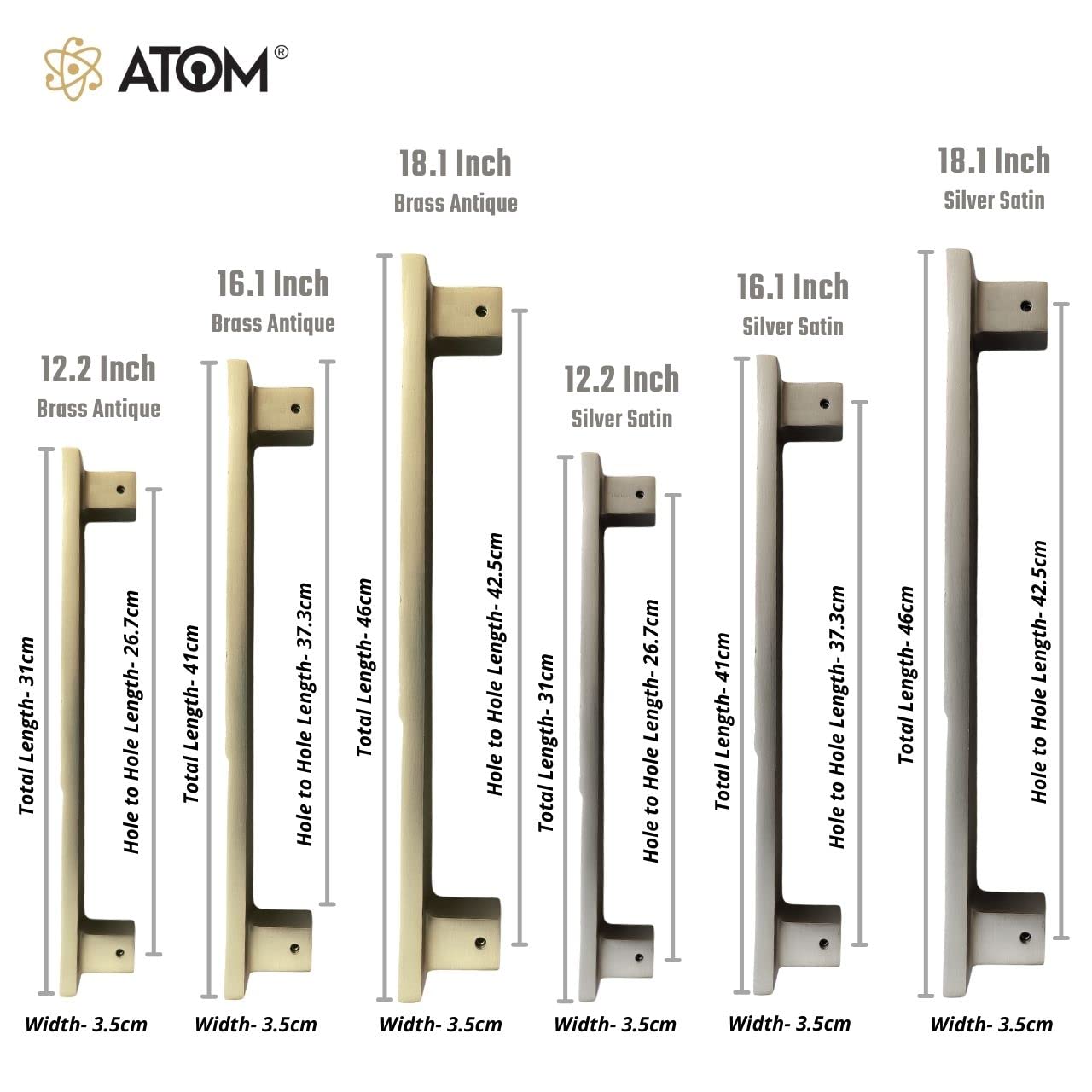 Silver Satin Aluminium Pull Handle - Cabinet & Door Hardware -3
