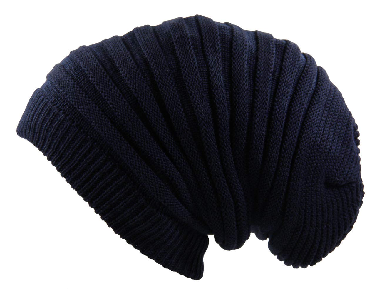 RW Rasta Long Slinky Beanie Hats, Navy, One Size